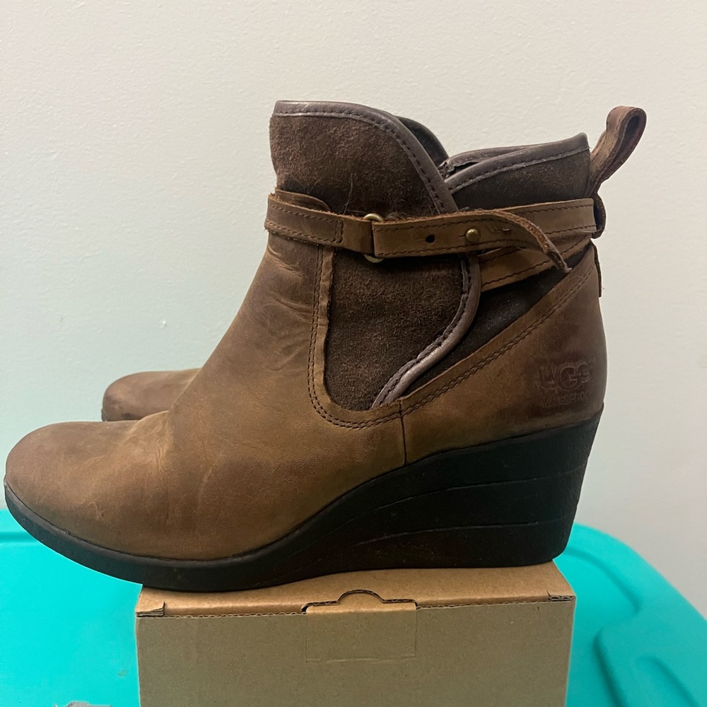UGG Women's Tan Wedge Ankle Boots
